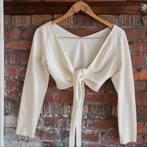 RARE! NWOT La Perla Knit Tie-Front Bolero / Shrug /Cropped Cardigan- Cream, S